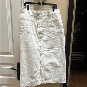 Frame Denim Ivory Button-Down Midi Skirt